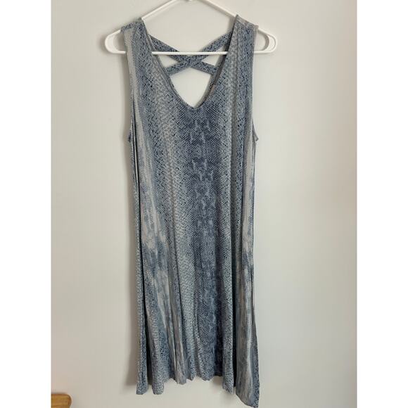 Style & Co. Blue Snakeskin Print Stretchy Dress - Medium Sleeveless - Picture 3 of 7